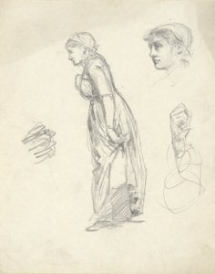 Çalışma Sayfası: Kadın, Baş ve Eller by Edwin Austin Abbey