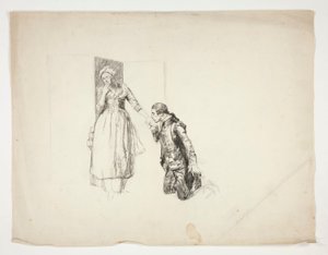 Oliver Goldsmith için eskiz by Edwin Austin Abbey