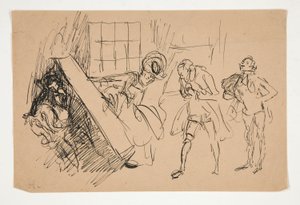 Skandal için Okul için Taslak, Scribner için illüstrasyon by Edwin Austin Abbey