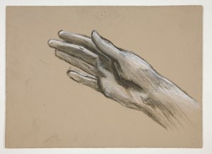 Bir elin çizimi (rekto); Bir oyun için kompozisyon çalışmaları (?) (verso) by Edwin Austin Abbey