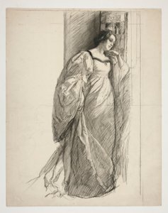 Bir bayanın çizimi, illüstrasyon için by Edwin Austin Abbey