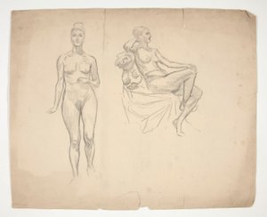 İki pozda bir modelin taslağı by Edwin Austin Abbey