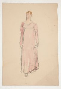 Pembe bir kadın taslağı - bir oyun için kostüm çalışması mı? by Edwin Austin Abbey
