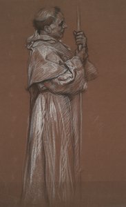 Ayakta Bir Keşiş Figürü, duvar resmi için çalışma by Edwin Austin Abbey