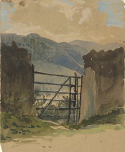 Taş duvar ve kapı, kroki by Edwin Austin Abbey