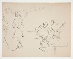 Tanımlanamayan bir Shakespeare oyunu için çalışmalar (Falstaff?) (recto ve verso) by Edwin Austin Abbey