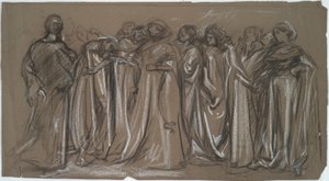 Tutsak erdemler için çalışma, şekil çalışması için by Edwin Austin Abbey