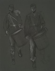 İki İç Savaş davulcusunun figürleri için çalışma, by Edwin Austin Abbey