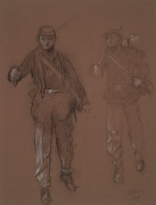 İki İç Savaş askerinin figürleri için çalışma, by Edwin Austin Abbey