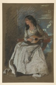 Mandolin oynayan bayan çalışması by Edwin Austin Abbey