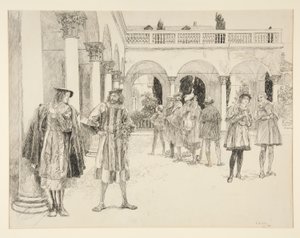 Saray Mahkemesi, IV. Perde, Sahne ii, Veronalı İki Beyefendiden by Edwin Austin Abbey