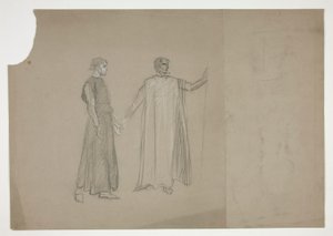 İki rakam: için erken çalışma by Edwin Austin Abbey