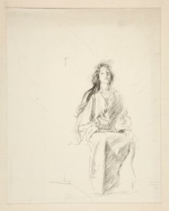 Kadın oturmuş, tanımlanamayan bir Shakespeare oyunu için eskiz by Edwin Austin Abbey