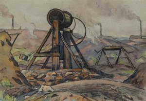 The Winding Gear (kağıt üzerine sulu boya ve karakalem)