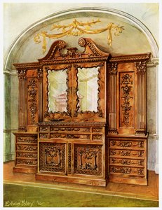 Oymalı kapalı maun kitaplık, Chippendale stili, Fransız etkisi, 1911-1912. by Edwin Foley