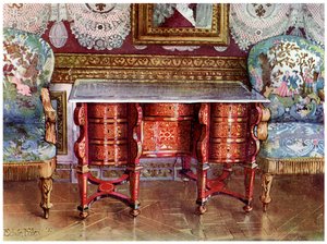 Diz deliği yazı masası ve yaldızlı fauteuils, 1910 by Edwin Foley
