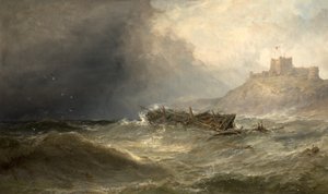 Brig Bamborough açıklarında Karaya Sürükleniyor, Northumberland, 1875