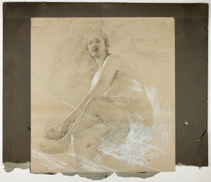 Terpsichore (rekto) ve Dans Eden Kadın Figürü (verso), Çizim Odası Tavanı için Duvar Çalışmaları, Collis P. Huntington