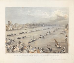 Şehrin Filosu Buharlı Tekneler, Londra Yıllık Anma Töreninde Chalsea Açıklarında İnceleme Sırasında Geçiyor by Edwin Jewitt