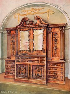 Oyma Kapalı Maun Kitaplık -- Chippendale Tarzı -- Fransız Etkisi by Edwin John Foley