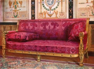 Gül Brocade de Lyons ile Kaplı Oyma Yaldızlı Kanepe by Edwin John Foley