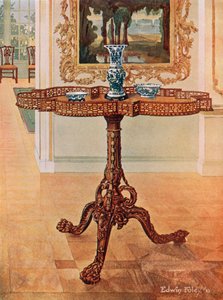 Şekilli Perde Çerçeveli Galeri Tablosu - Chippendale Okulu by Edwin John Foley