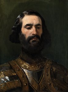 Bir Şövalye: Bir Çalışma (Tuval üzerine yağlı boya) by Edwin Landseer
