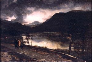 Gün Batımında Bir Göl Manzarası by Edwin Landseer