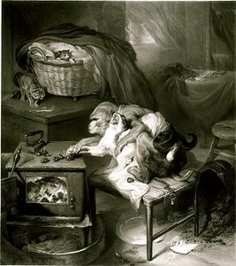 Kedinin Pençesi (gravür) by Edwin Landseer