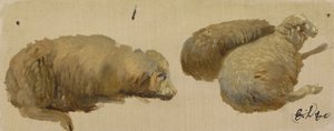Dinlenen Üç Koyun (kağıt üzerinde yağlı boya) by Edwin Landseer