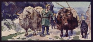 Bir Tibet Yak Treni (renkli taş)