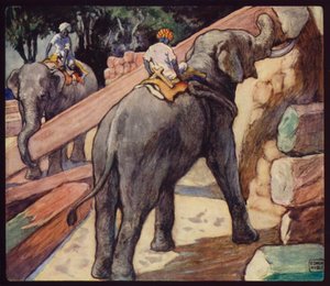 Tik (renkli taş) yığan filler by Edwin Noble
