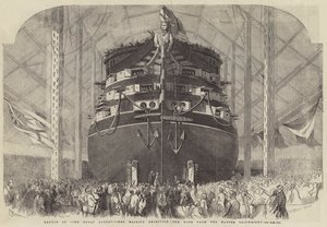 Launch of The Royal Albert, Her Majesty receiving the Wine from the Master Shipwright 