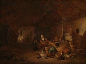 Bir ahırın içi by Egbert Lievensz. van der Poel