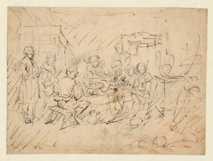 Bir çiftçinin ailesiyle yemek yerken iç mekan by Egbert van Heemskerck (I)