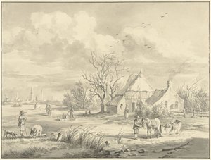 Uzakta Groningen şehri ile Porenhuis by Egbert van Marum