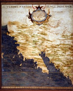 Batı Hint Adaları Sınırı ve Bilinmeyen Topraklar Haritası Egnazio Danti (1536-1586) matematikçi, kozmograf ve İtalyan mimar tarafından yapılmıştır. 1567 civarında. Floransa, Palazzo Vecchio, Sala del Mappamondo