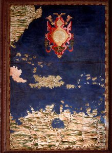 Egnazio Danti (1536-1586) matematikçi, kozmograf ve İtalyan mimar tarafından yapılan Santo Domingo (Santo Domingo) veya Hispaniola Haritası. 1567 civarında. Floransa, Palazzo Vecchio, Sala del Mappamondo