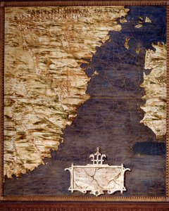 Güney Afrika ve Good Esperance Burnu Haritası Egnazio Danti (1536-1586) matematikçi, kozmograf ve İtalyan mimar tarafından yapılmıştır. 1567 civarında. Floransa, Palazzo Vecchio, Sala del Mappamondo by Egnazio Danti