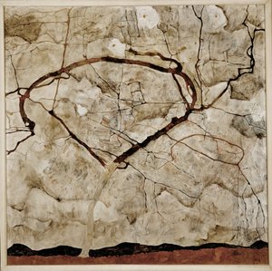 Çalkantılı Havada Sonbahar Ağacı (tuval üzerine resim) by Egon Schiele