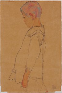 Profildeki çocuk sola dönük by Egon Schiele