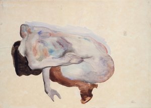 Çömelmiş Çıplak Ayakkabı ve Siyah Çorap, Arkadan Görünüm, 1912 (kağıt üzerinde wc, guaj ve grafit) by Egon Schiele