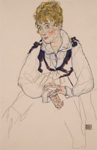 Sanatçının karısı, oturmuş by Egon Schiele