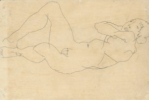 Elleri Başın Arkasında Çıplak Kadın, 1914 by Egon Schiele