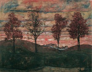 Dört Ağaç, 1917. by Egon Schiele