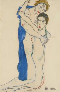 Kız arkadaş, pembe-mavi. 1913 by Egon Schiele