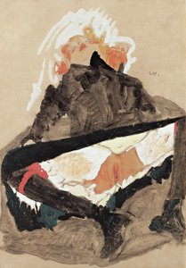 Siyah Elbiseli, Bacaklarını Açmış Kız, 1910 by Egon Schiele