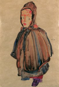 Kukuletalı kız, 1910 by Egon Schiele