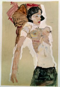 Yarı çıplak kadın. Egon Schiele