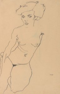 diz çökmüş kadın çıplak by Egon Schiele